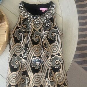Lily Pulitzer black and gold sleeveless top